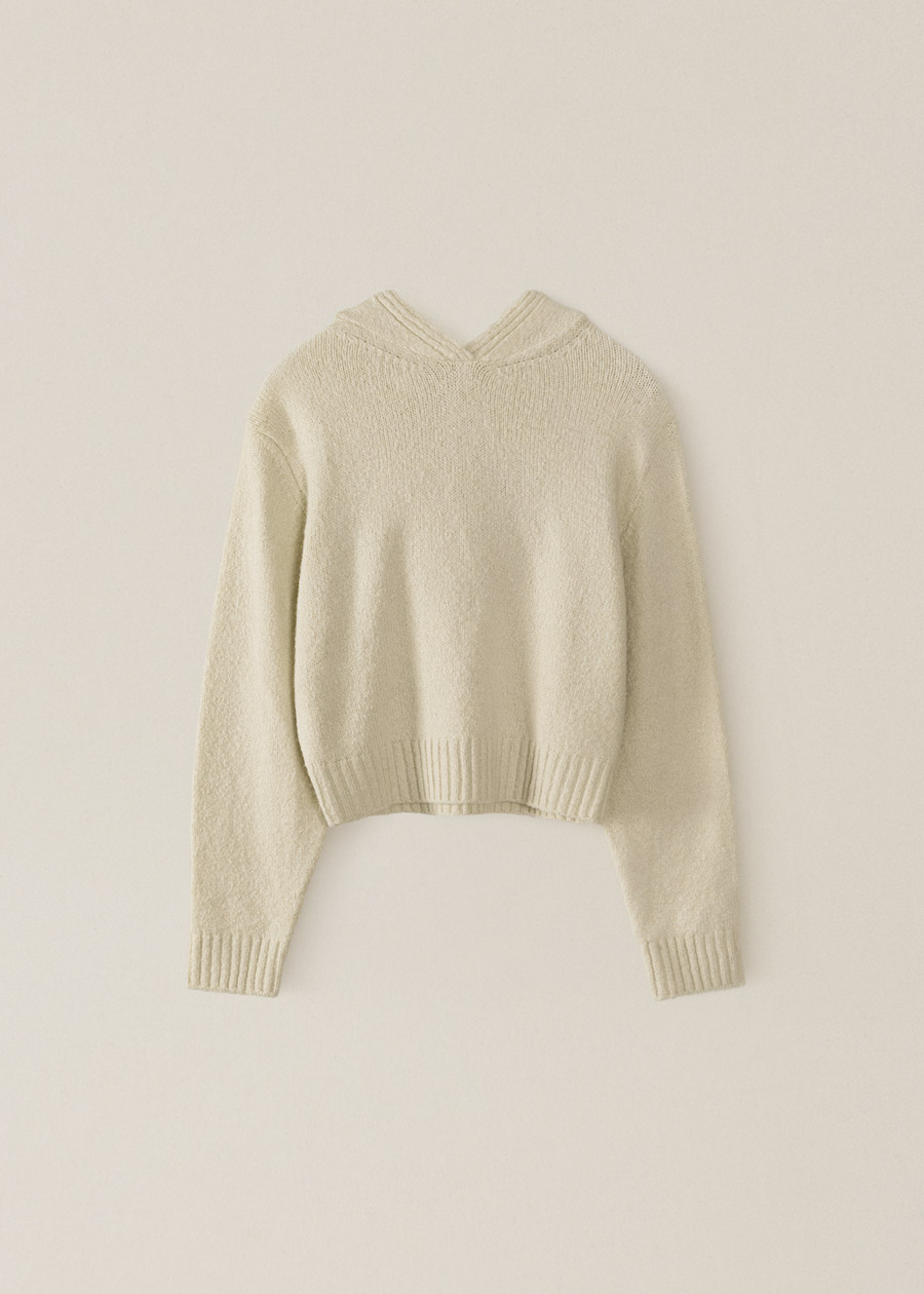 wool hoodie knit | OHOTORO